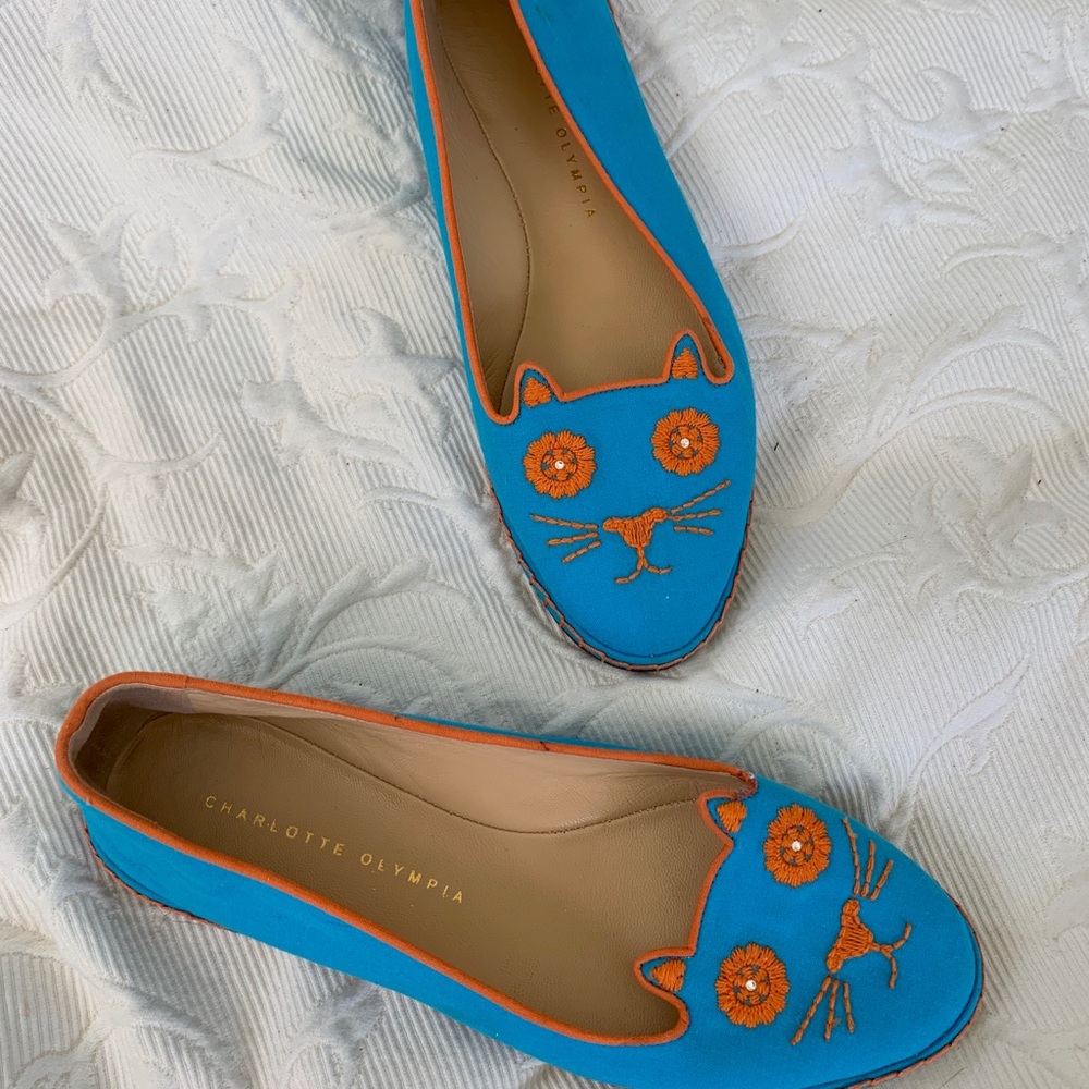 CHARLOTTE OLYMPIA kitten summer linen loafers